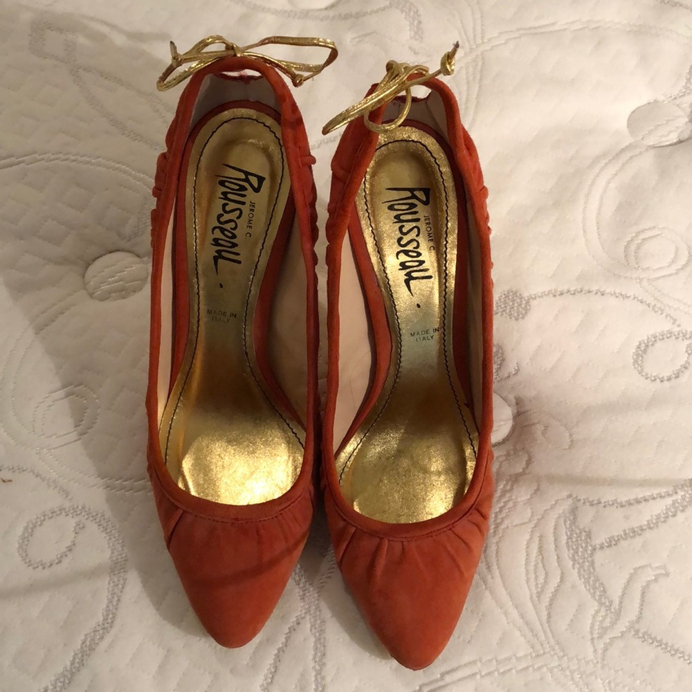 Suede orange heels